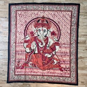 Earthbound Trading Co Intricate Red and Black Elephant Wall Tapestry